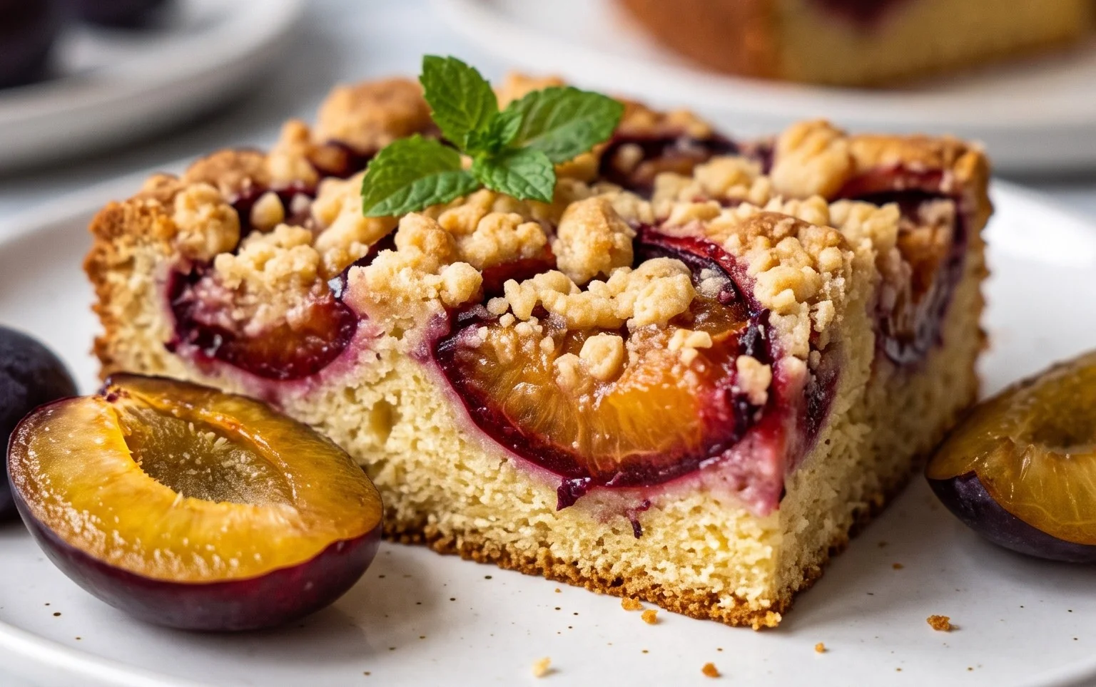 Pflaumenkuchen mit Rührteig & Streuseln ohne Zucker mit DinkelmehlBearbeiten