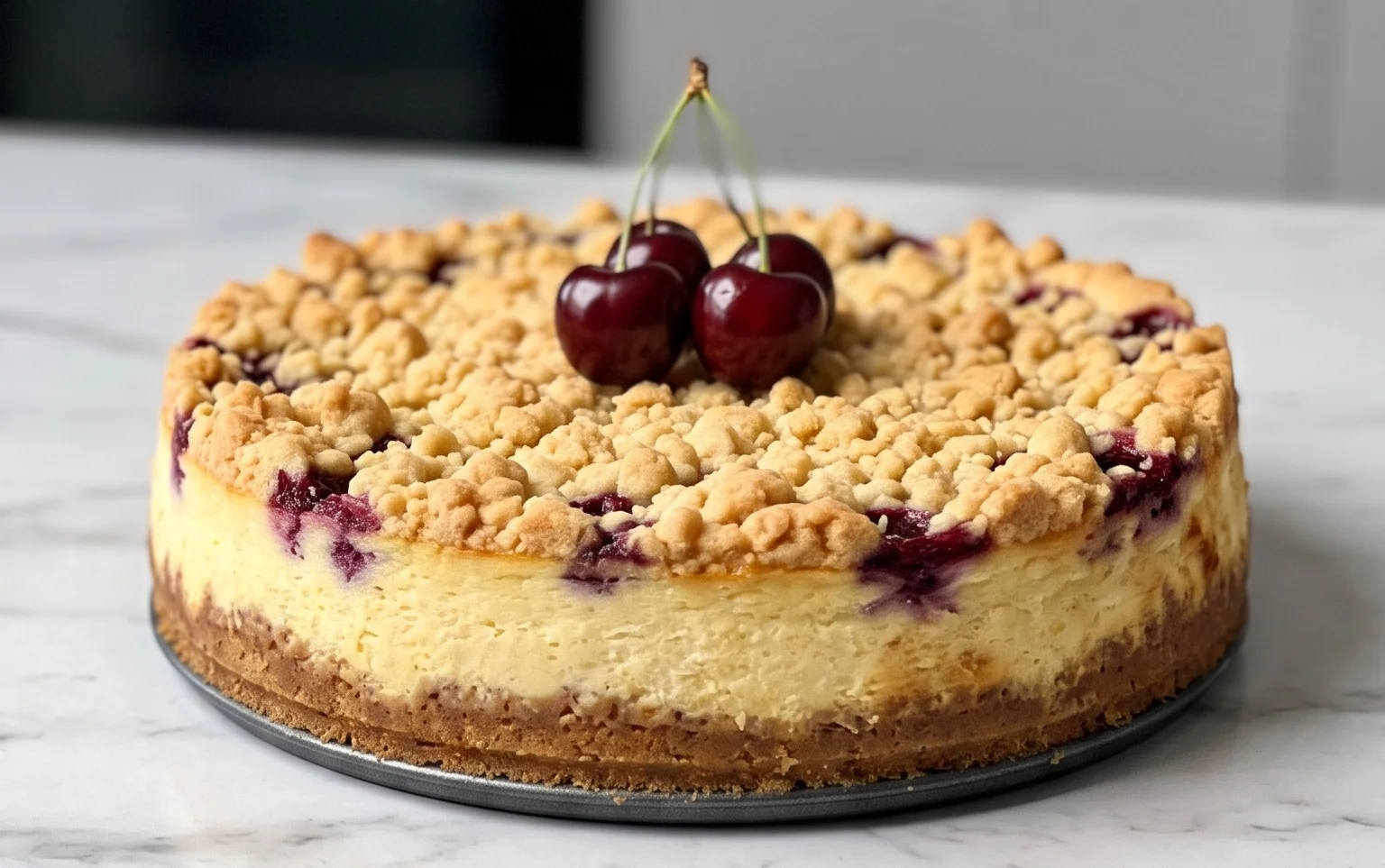 Kirsch Extract-Extrakt-Joghurt-Käsekuchen mit Streuseln: Cremig & Fruchtig